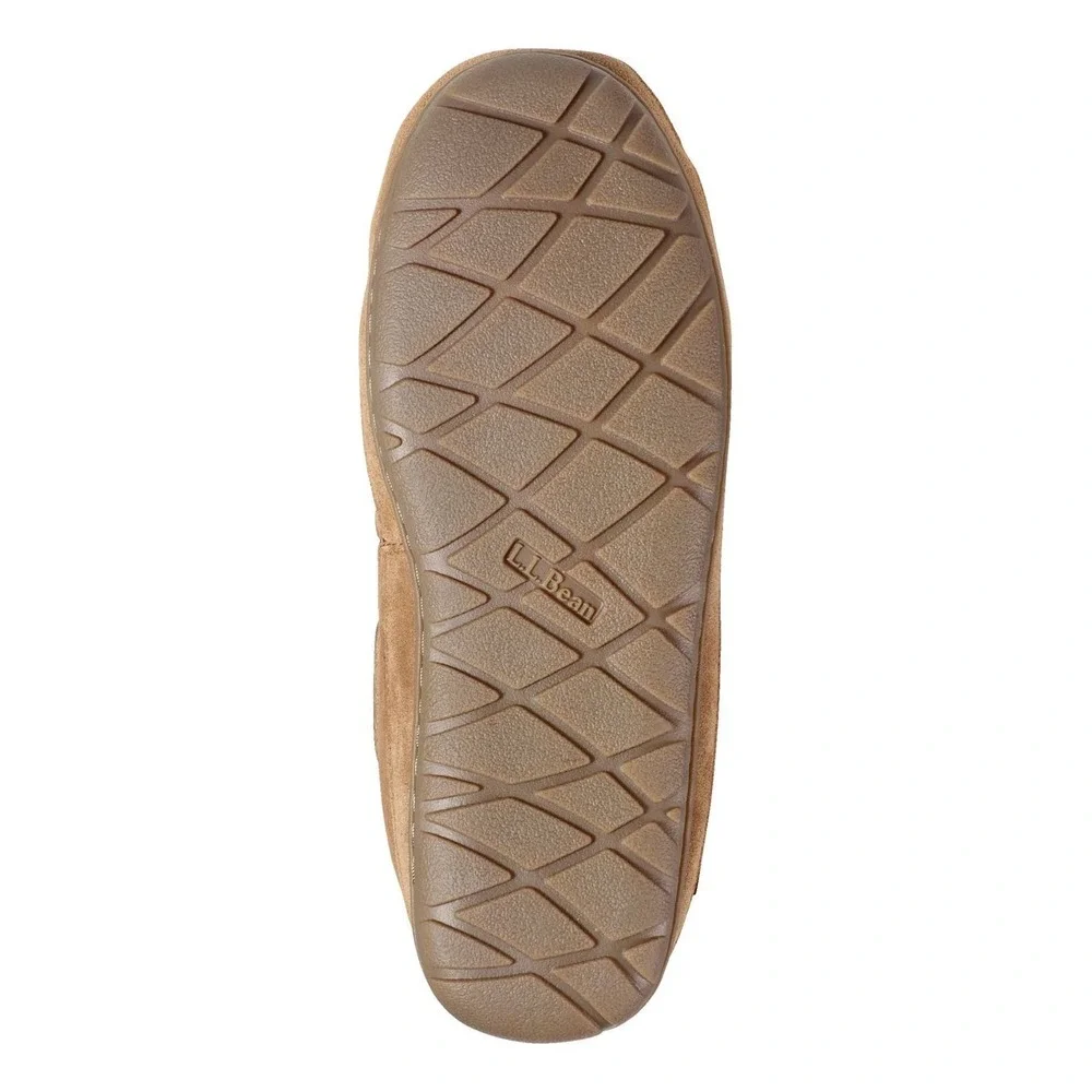 L.L.Bean Wicked Good Moccasin Mens Size 7‎ Brown Shearling Suede Slippers